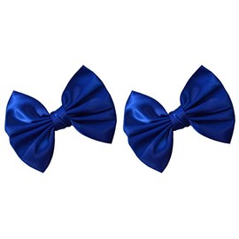 Set of 2 Satin Hair Bows By Funny Girl Designs - 4.5 Inch Wide (ROYAL)