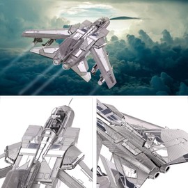 Piececool 3D Metal Puzzle for Adults, Tornado Fighter Jet Military Airplane Models Kits to Build for Teens Men Hobbies Brain Teaser Puzzles, Great Birthday Gifts, 83 Pcs