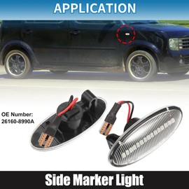 A ABSOPRO Car Markers Accessories Side Marker No.26160-8990A Turn Signal Light Assembly for Nissan Cube 2009-2014 ABS Metal Clear Black (Set of 2)