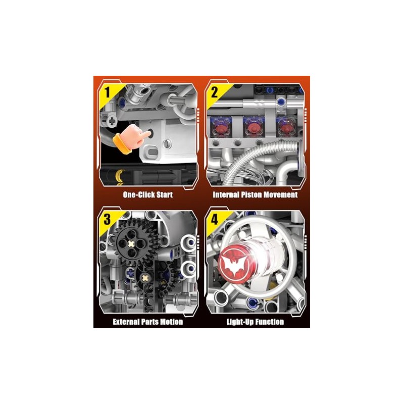 Mini V8 Engine Model Kit That Runs, 770PCS Motorized Building