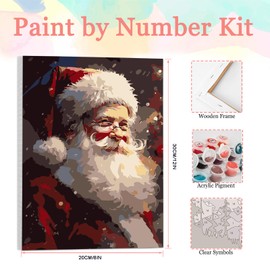 Auremi Santa Claus Paint by Number Kits with Framed, DIY Christmas Paint by Number Canvas for Adults, Easy Acrylic in Canvas with Brushes for Decor 20x30cm