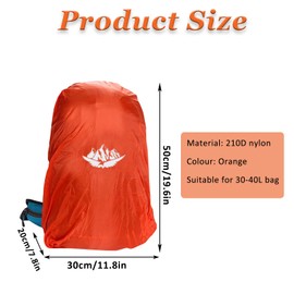 Backpack Rain Cover, 30-40L Waterproof Rucksack Rain Cover, Backpack Protective Cover for Outdoor Hiking Camping Traveling Cycling, Orange