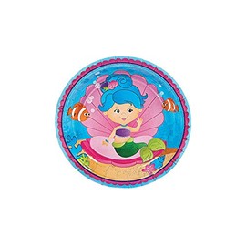 Fun Express Mermaid Party Paper Dessert Plates - Multicolor Mermaid Party Decorations Disposable Tableware - Sea Girls Shower Iridescent Mermaid Themed Ocean Birthday Party Decorations - 8 Pieces