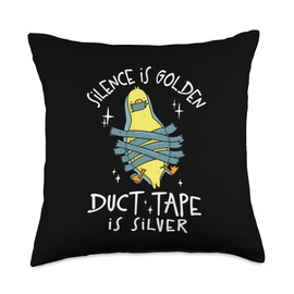 Funny Duct Tape Pun Duck Lovers Sarcastic Funny Joke Meme Throw Pillow