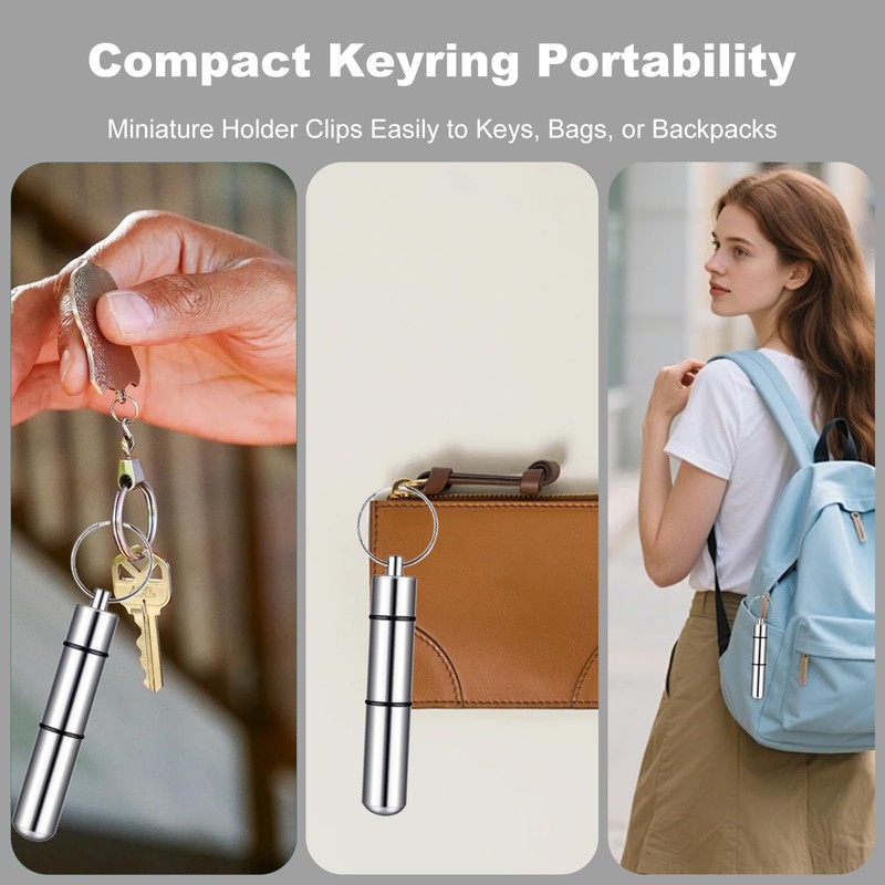 ZGGAZCA Pocket Toothpick Holder Portable Keychain Case Waterproof Aluminium Alloy