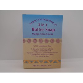 African Formula 3 in 1 Butter Soap: Mango, Shea, Cocoa Butter. 100% Vegetable Base