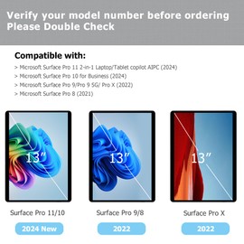 Megoo Magnetic Paperfeel Screen Protector for Surface Pro 11/10/9/8/X 13 Inch, Removable Anti-Glare Writing Film for Writing & Drawing, with Storage Folder, Compatible with Tempered Glass