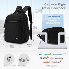 SPAHER Travel Backpack Hand Luggage Aeroplane 40 x 30 x 15 cm British Airways 20L Waterproof Laptop Backpack 15.6 Inch with Laptop Compartment Business Work Men's School Backpack for Teenagers