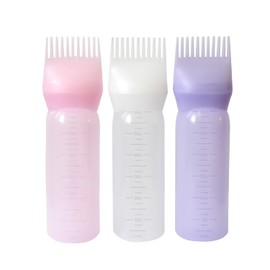 YANTAISIYU 3 Pieces Hair Oil Applicator Bottle Root Comb Hair Dye Brush Applicator Bottle with Graduated 6 Ounce Scale (3 Colors)