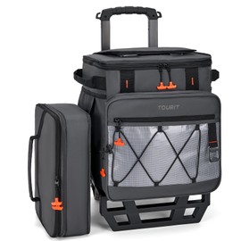 TOURIT 75 Can Rolling Cooler Detachable Double Deck Beach Cooler with Wheels Collapsible for Outdoor, Camping, Picnic, Travel