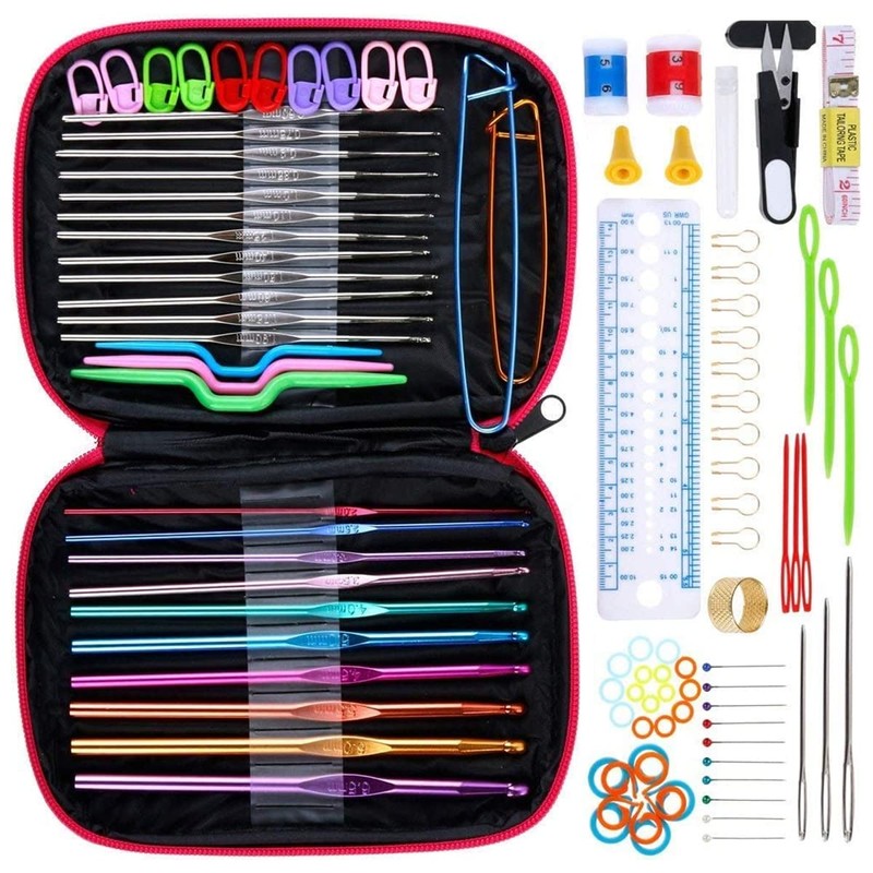 Abizarch Crochet Hooks Kit with Storage Case, Ergonomic Knitting Tools,