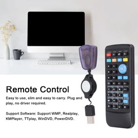 PUSOKEI Control Remoto, Control de Receptor USB PC Computadora Control Remoto Control Remoto Inalámbrico, Mini Controlador USB Centro de Medios, 6 Teclas de Acceso Rápido Multimedia, 34 Teclas