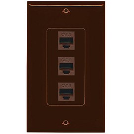 RiteAV Decorative 1 Gang 3 Port Cat6 Wall Plate - Brown/Brown