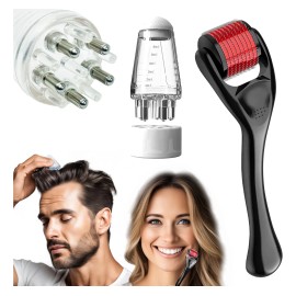 0.5mm Dermaroller Pro Titanio + Aplicador Para Barba Cabello