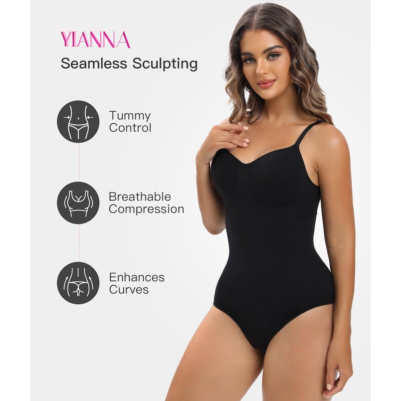 YIANNA Shapewear for Women Tummy Control Bodysuit Seamless Sculpting Snatched