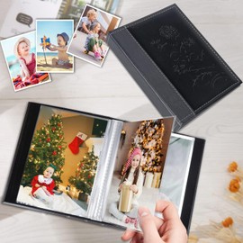 Artmag Photo Album 8x10 Clear Pages Leather Cover Slide in Album Holds 52 Vertical 8x10 Photo Album Scrapbook Picture Artwork or Postcards Storage (Black)