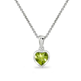B. BRILLIANT Necklaces for Valentines Day Women Sterling Silver Teardrop Bezel Short Peridot Pendant Necklace for Bridesmaids Birthday