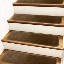 Comfy Collection Stair Tread Treads Indoor Skid Slip Resistant Carpet Stair Tread Treads Machine Washable 8 ½ inch x 30 inch (Set of 3, Beige)