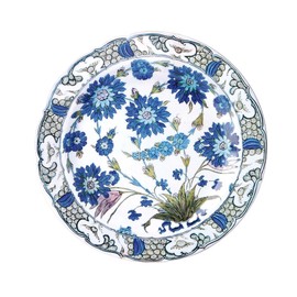 Isnik Flowers Painted Enamel Plate