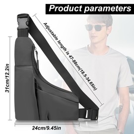 AfitLulu Crossbody Bag for Women Men, Anti-Theft and Splash Proof Outdoor Sling Bag with Adjustable Shoulder Straps (gray)