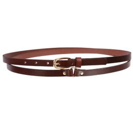 1/2" (13 mm) Skinny Solid Leather Double Wrap Belt, Brown | M/L - 36"