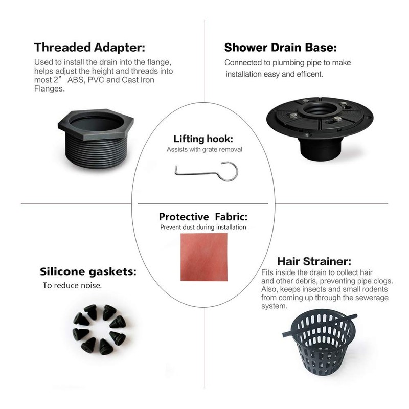 Neodrain 6 in Square Shower Drain, Oil Rubbed Bronze, Removable