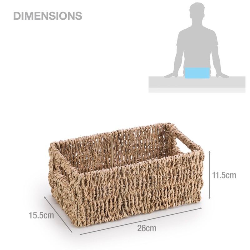 Woodluv Decorative Rectangular Handwoven Natural Seagrass Decor Storage Gift Hamper