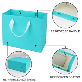 Uceoo Teal Gift Bags Turquoise Paper Bags, 20 Pack 8.7 x 3.9 x 7.1inches, Light Blue Gift Bags, Kraft Paper Bags for Shopping, Merchandise, Wrapping, Wedding, Birthday, Party Favors, Small Business