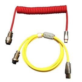 MICOMAKA Custom Double-Sleeved Mechanical Keyboard Cable, Handmade Coiled USB C Cable Artisan Braided Cables for Mechanical Gaming Keyboard Coiled Cable - Custom Keyboard Cable (EVA02)