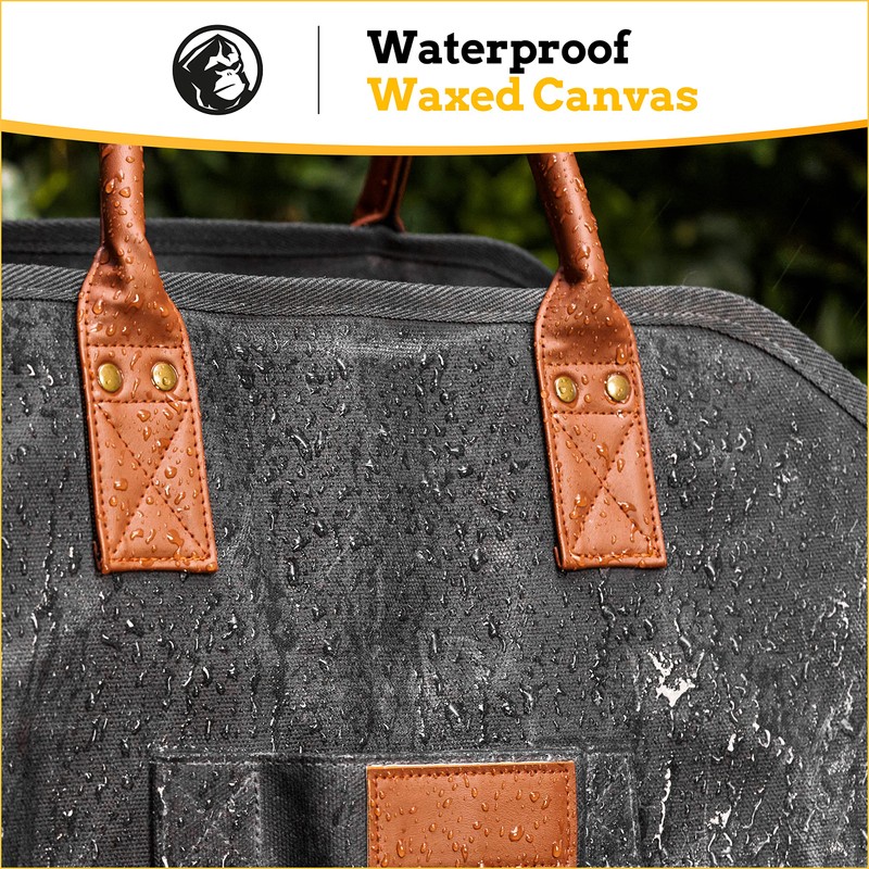 MOUNTAIN GRILLERS Heavy Duty Canvas Firewood Carrier - Features Reinforced
