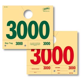 Versa-Tags Automotive Service Dispatch Numbers, 1000 Pre-Numbered Mirror Hang Tags, Cardstock, Rectangular, Three-Part Design, Red-Green, USA