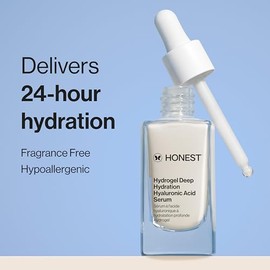 Honest Beauty Hydrogel - Suero de ácido hialurónico de hidratación profunda, hidrata a los rellenos, hipoalergénico, sin fragancia, vegano, suave para