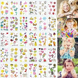 Tatuajes Temporales para Mujeres y Niñas, 30 Hojas, Resistentes al Agua y al Sudor, Diseños Variados, para Fiestas, Cumpleaños y Bolsas de Relleno (color U)