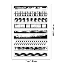 PH PandaHall Notebook Loose-Leaf Border Clear Stamp, 9 Styles Retro Film Border Silicone Stamp Transparent Rubber Stamp for Journal, Notebook, Scrapbooking, Paper Crafting Photo Albums, Holiday Cards