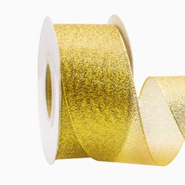 Gold Silver Ribbon for Christmas, Valentines Day, Birthday for Craft (Gold, 1-1/2")