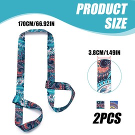 Slim Cotton Yoga Mat, 2 Pieces, Durable Yoga Mat Harness Strap Sling, Adjustable Yoga Mat Carrying Strap for All Yoga Mat Sizes, for Fitness, Sports, Training, Stretch, Pilates