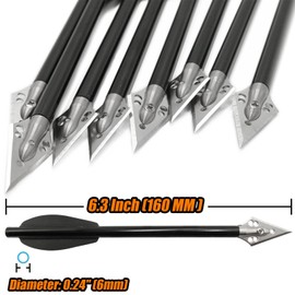 HANDBAIGE HBG - Pernos de flecha de aluminio para pistola de 6.3 pulgadas, puntas de acero de punta ancha, flechas de caza para mini ballesta de 50 a 80 libras, práctica de tiro con arco, dardos,