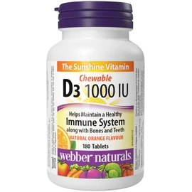 Webber Naturals Vitamin D3 1000 IU, 180 Chewable Orange Tablets, For Healthy Bones, Teeth, and the Maintenance of Good Health