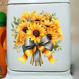 Christmas Sunflower Bowtie Leaf Flower Toilet Cover Sticker Decals Waterproof Toilet Lid Tank Seat Decals Cistern Self-Adhesive Bathroom Wall Sticker