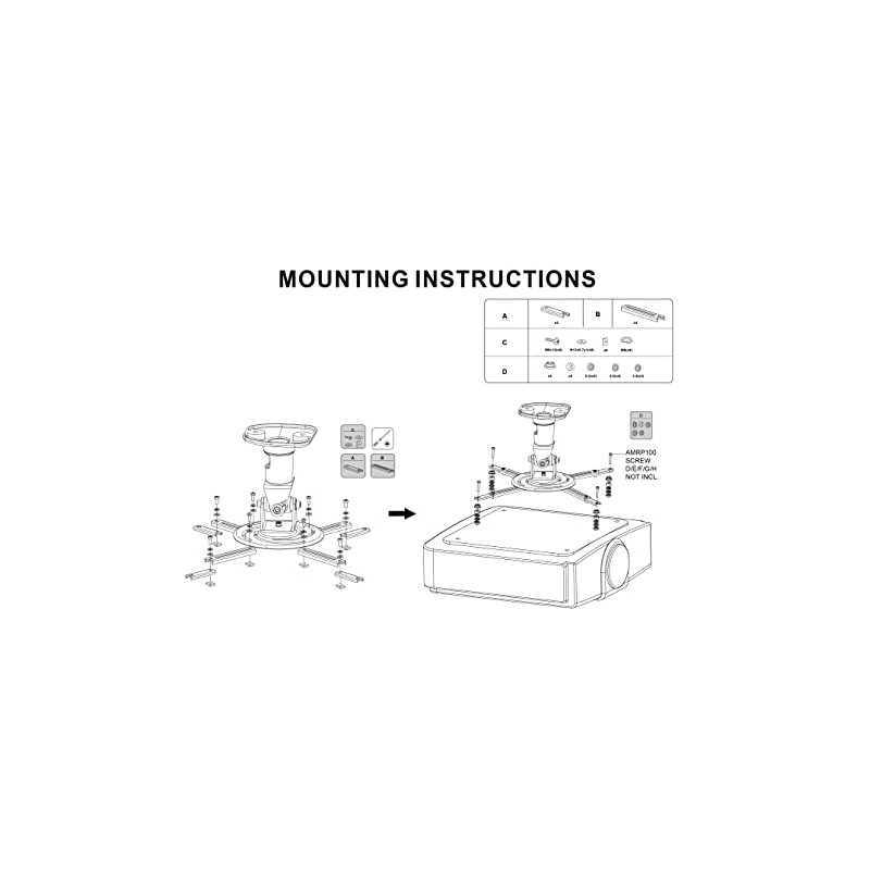 Amer Universal Projector Extension Arms (Mount Points up to 15.7"