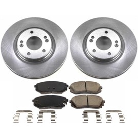 PowerStop Front Brake Kit For Hyundai Kona Electric 2019-23 |Sonata 2016-19 |Kia Niro EV 2019-22 |Optima 2016-20 - Disc Rotors & Ceramic Brake Pads Replacement, KOE7353