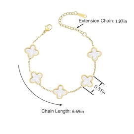 Ladies White four-leaf clover bracelet Lucky chain Fashion Clover bracelet for jewelry Christmas Valentine's Day Birthday gifts Jewelry gifts Fashion women's style