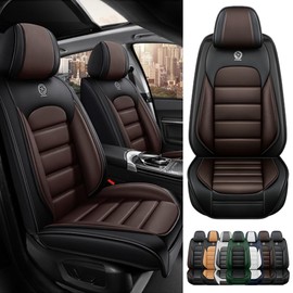 Cscevt 2 Seat Covers for KIA Telluride 2020-2024 Upgraded Leather Car Seat Covers Waterproof Anti-Slip Car Seat Protectors Comfort Automotive Seat Covers with Airbag（Standard,Black+Coffee）