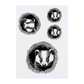 4 x 'Badger in a Den ' Temporary Tattoos - Water Resistant, Skin-Safe, Non-Toxic Transfers, Mixed Sizes (TO00081936)