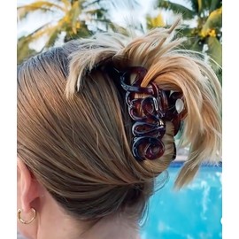 Camila Paris CP1380 2PK French Hair Clip for Women, 3.25 inch Girls Hair Claw Clips Jaw Tortoise Cellulose, Fashion Durable Styling Hair Accessories for Women, Strong Hold No Slip Grip, Made in France