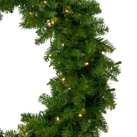 Northlight - Lighted Northern Pine Artificial Christmas Wreath - 36 inch, Warm Clear LED Lights