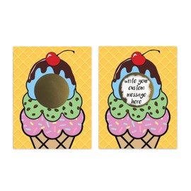My Scratch Offs 20 Pack Ice Cream Cone Note Cards & Stickers Make Your Own DIY for Summer Party Favors Games Birthday Student