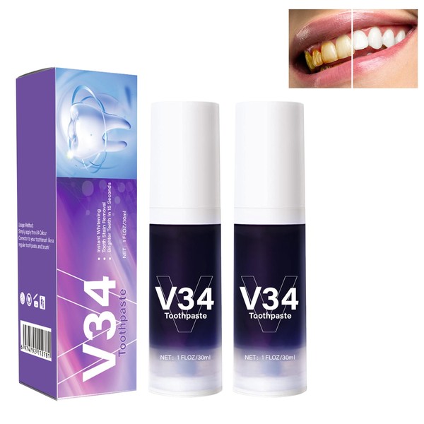 Tkekruh 2PC Toothpaste 30ml, Teeth Whitening Booster, Purple Toothpaste, Whitening