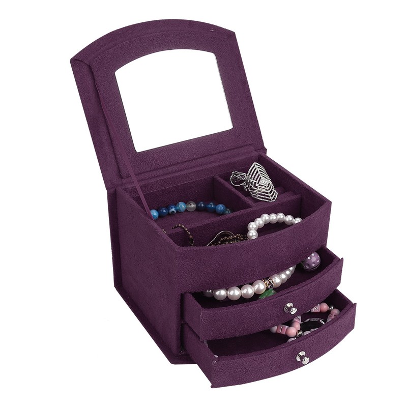 3 Layers Portable Jewelry Earrings Rings Bracelet Necklace Box Organizer