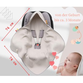 Swaddling Blanket Made of Waffle Fabric for Summer 100% Cotton Baby Blanket for Car Seat Cuddly Blanket for Prams Buggies e.g. Maxi Cosi Pink Beige 3 Point Strap (38) (Linen)